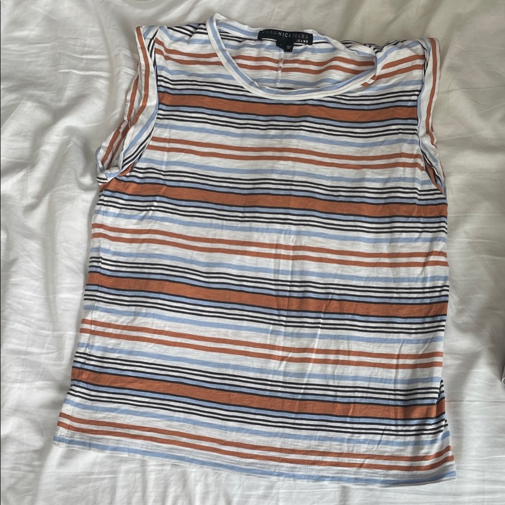Veronica Beard Multicolor Striped Muscle Tee